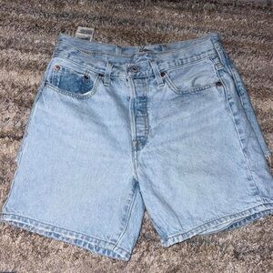 Distressed Levi Light Blue Denim Shorts